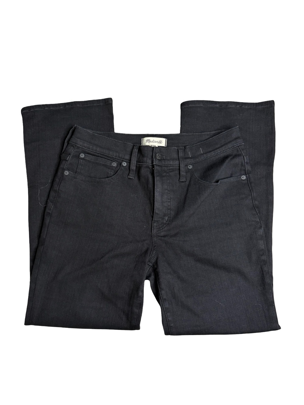 Madewell Black Mid-Wise Kick Out Jeans - Women's Wide Leg Denim Sz. 30 - Picture 3 of 5